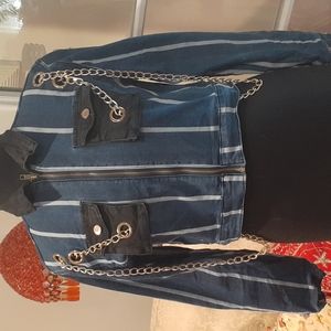 Denimland pinned stripped jacket